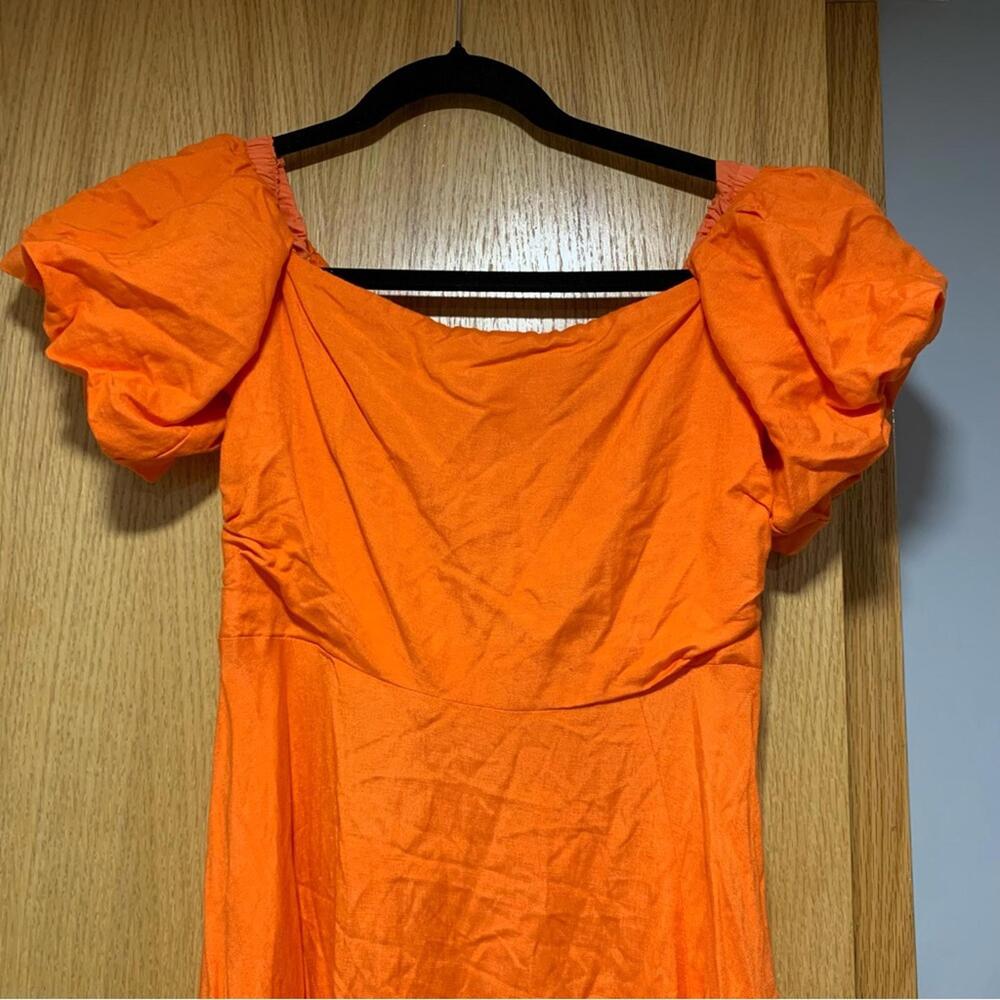 ASTR The Label Orange Off The Shoulder Midi A-Line Dress - Size Medium - Picture 3 of 8